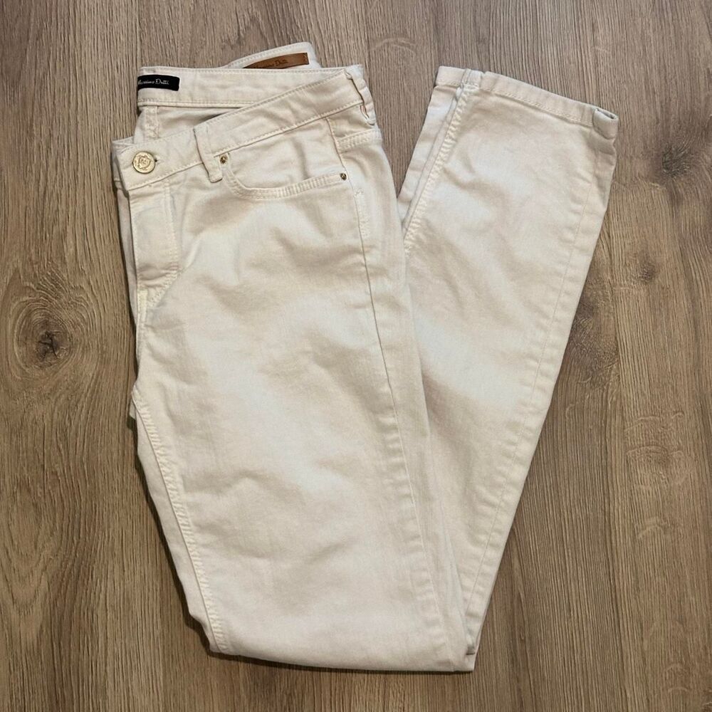 Massimo Dutti Cream Off-White Slim Straight Pants ~29/30W
